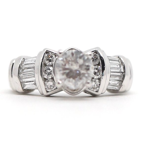 1.68 Carat 14k White Gold Diamonds Engagement Ring - Picture 6 of 12